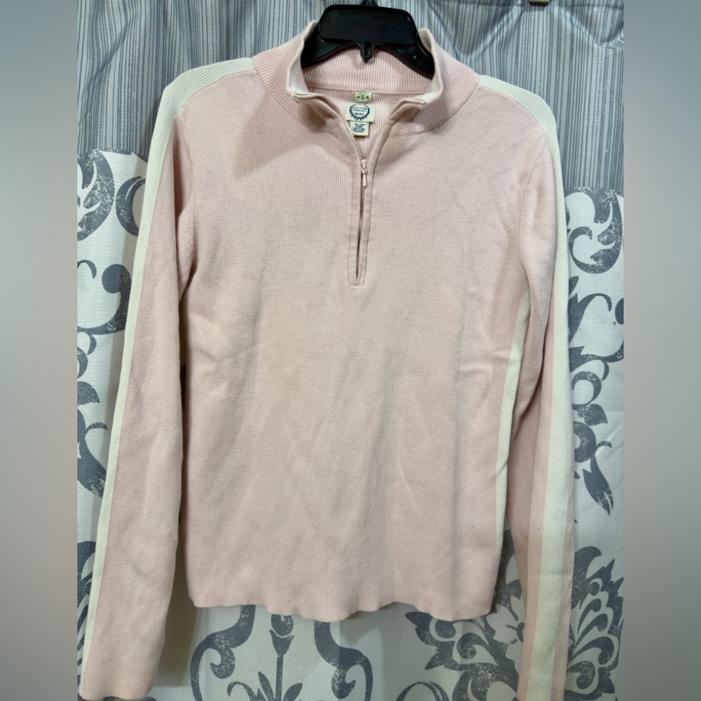 Vtg 90s Polo Ralph Lauren Jeans Company 100% Cotton‎ 1/4 zip Pink Pullover Sz L